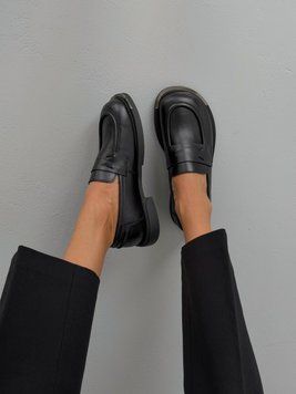 Лофери тм Olli Shoes з натуральних матеріалів шкіряні чорні 11668-133337 фото