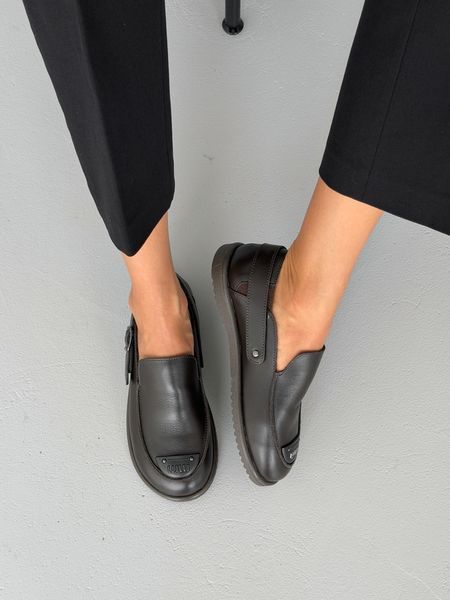 Утеплені плюшем шкіряні лофери barefoot коричневі 11958-135815 фото