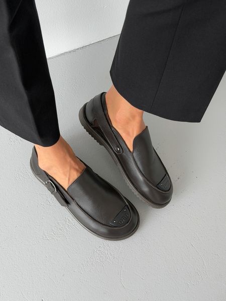 Утеплені плюшем шкіряні лофери barefoot коричневі 11958-135815 фото